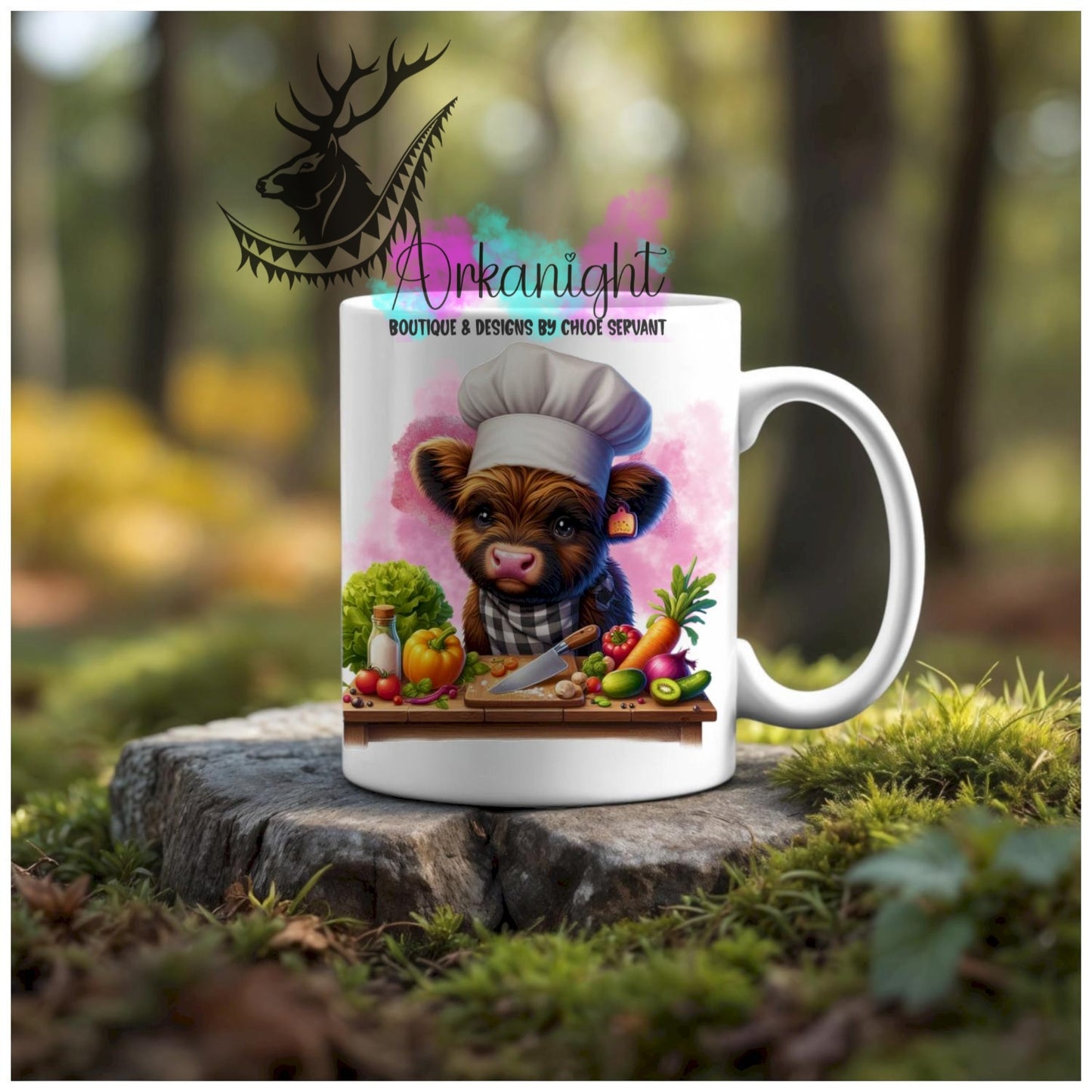 Numérique - Tasse en céramique - Collection Illustration Vache Métiers & Occupations - Vache Highland Brune & Noir - Cuisine