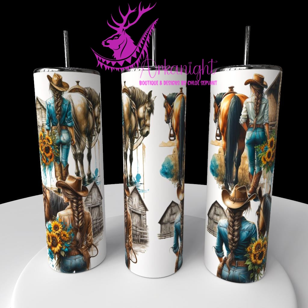 Gourde sur commande - Collection Western 2026 - Cowgirl & horse