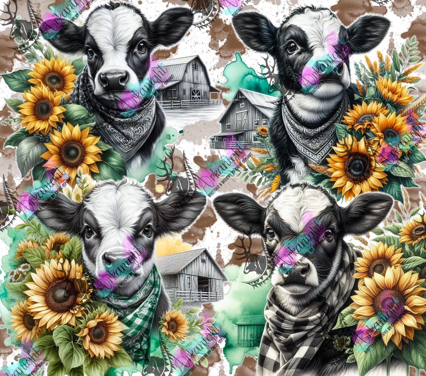 Numérique - Collection Western 2026 - Vache Holstein- Teinte de vert