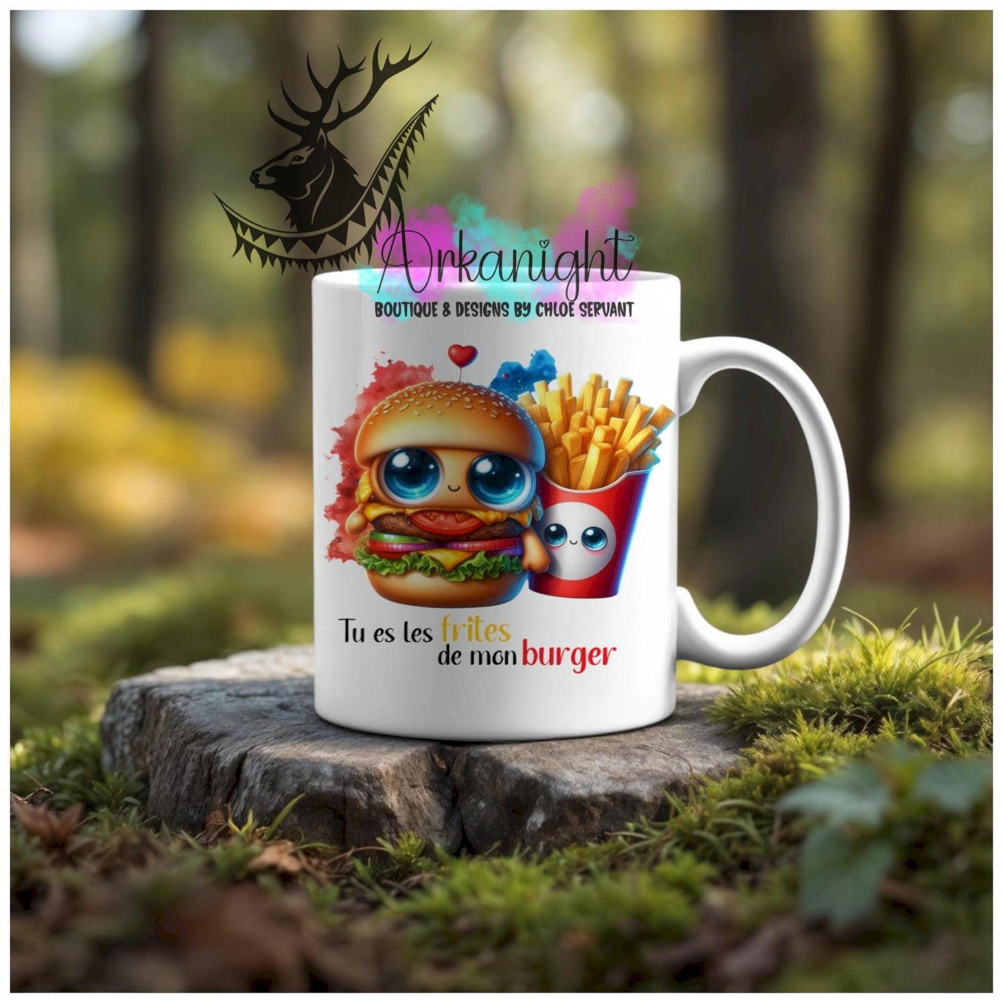Numérique - Tasse en céramique - Collection Couples d'aliments comiques - Frites de mon Burger