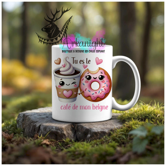 Numérique - Tasse en céramique - Collection Couples d'aliments comiques - café de mon beigne