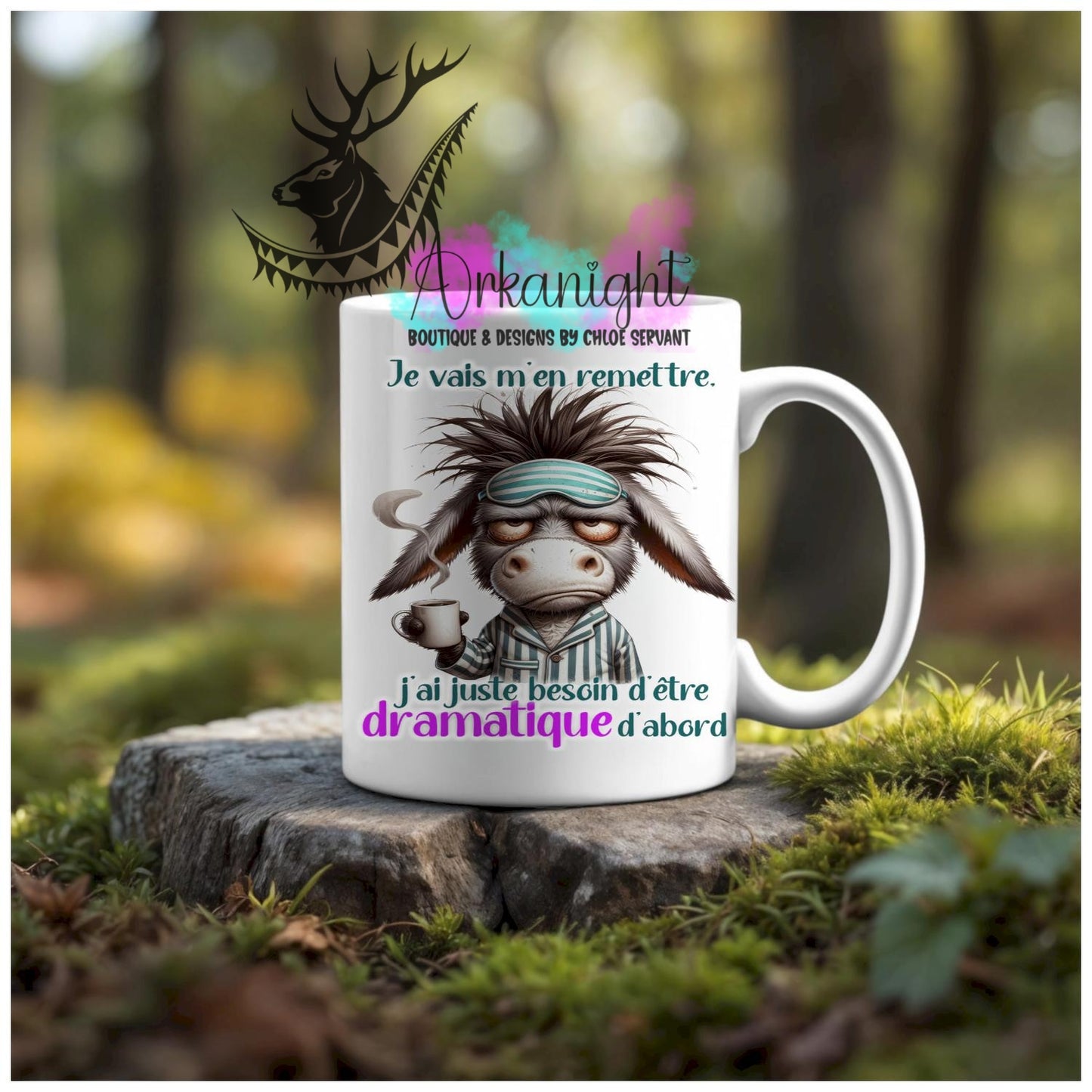 Numérique - Tasse en céramique - Collection Couples d'aliments comiques - Dramatique D'abord - Âne