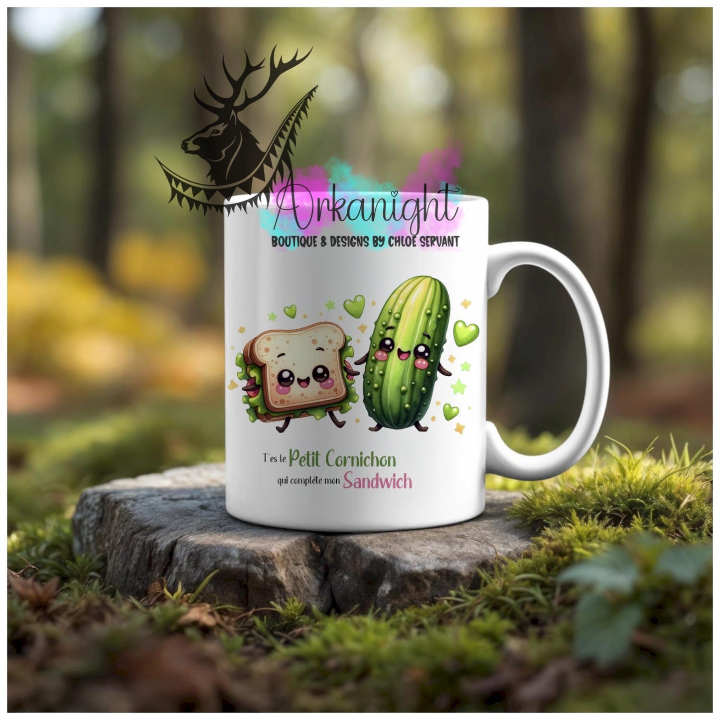 Numérique - Tasse en céramique - Collection Couples d'aliments comiques - Petit Cornichon de mon sandwish