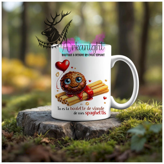 Numérique - Tasse en céramique - Collection Couples d'aliments comiques - Boulette de mon spaghetti