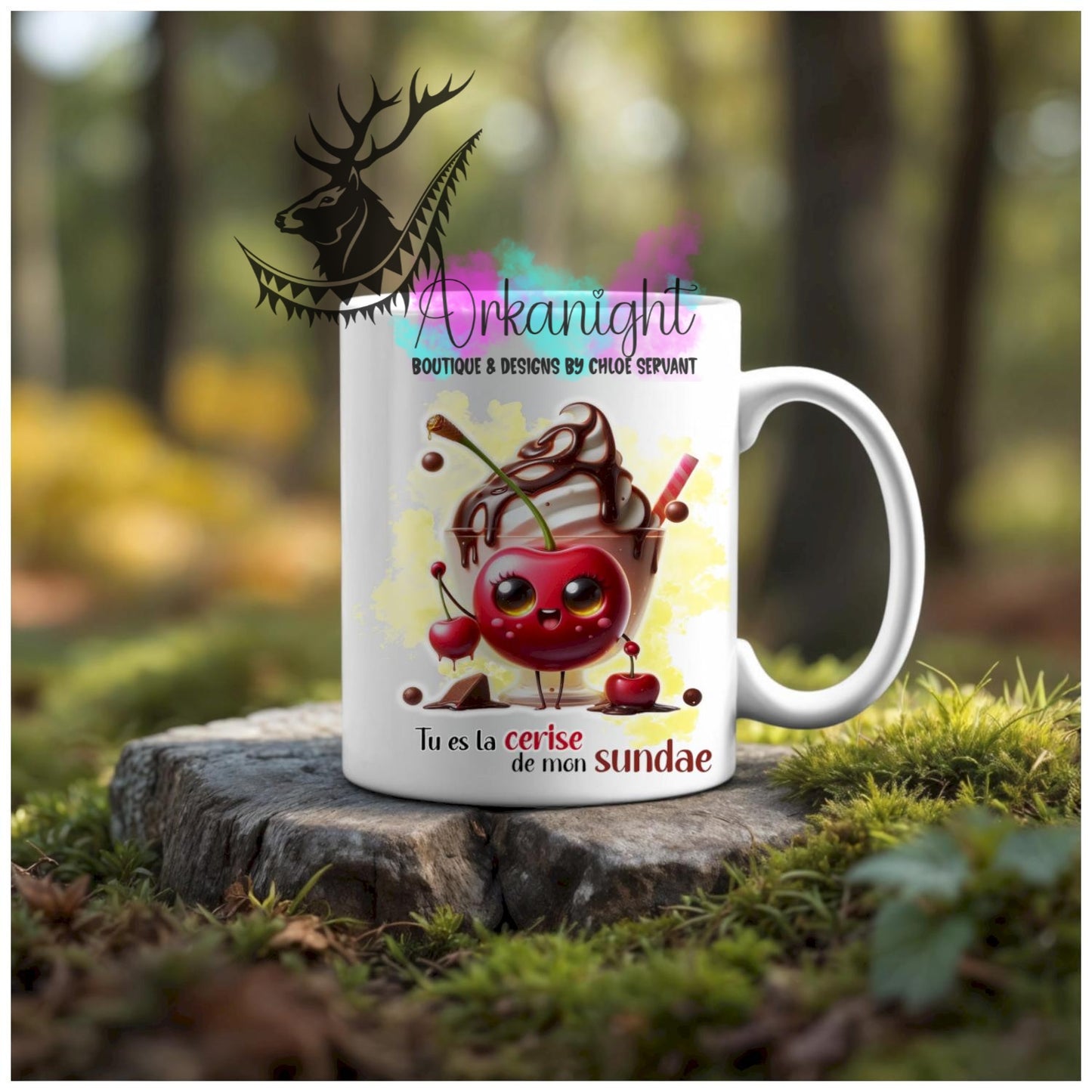 Numérique - Tasse en céramique - Collection Couples d'aliments comiques - Cerise de mon sundae