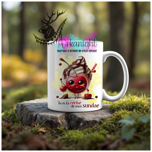 Numérique - Tasse en céramique - Collection Couples d'aliments comiques - Cerise de mon sundae
