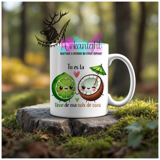 Numérique - Tasse en céramique - Collection Couples d'aliments comiques - Lime de ma noix de coco