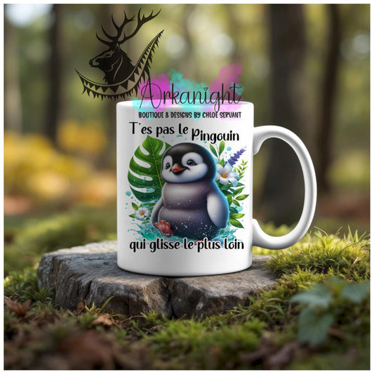 Numérique - Tasse en céramique - Collection Couples d'aliments comiques - pas le Pingouin qui glisse le plus loin