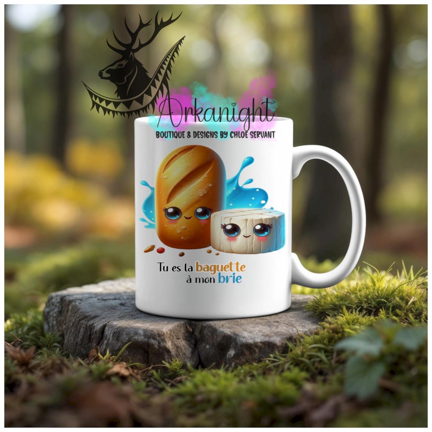 Numérique - Tasse en céramique - Collection Couples d'aliments comiques - Baguette de mon brie