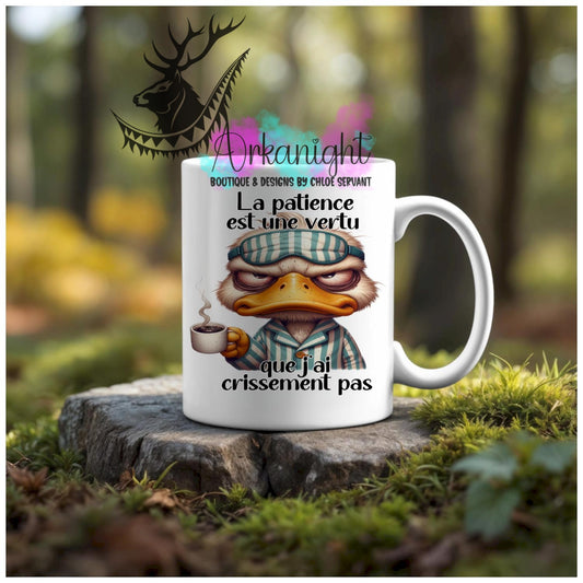 Numérique - Tasse en céramique - Collection Couples d'aliments comiques - La patience est une vertue que j'ai crissement pas !