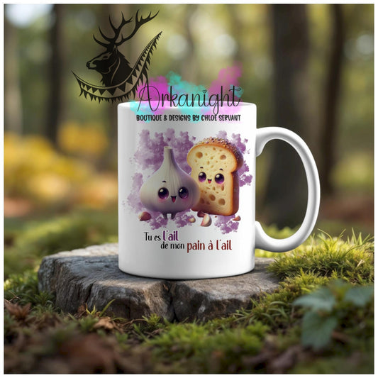 Numérique - Tasse en céramique - Collection Couples d'aliments comiques - L'ail de mon pain à l'ail