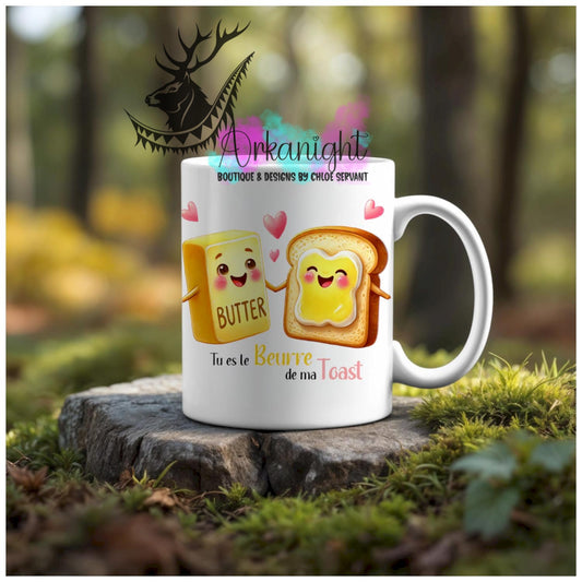 Numérique - Tasse en céramique - Collection Couples d'aliments comiques - Beurre de ma toast