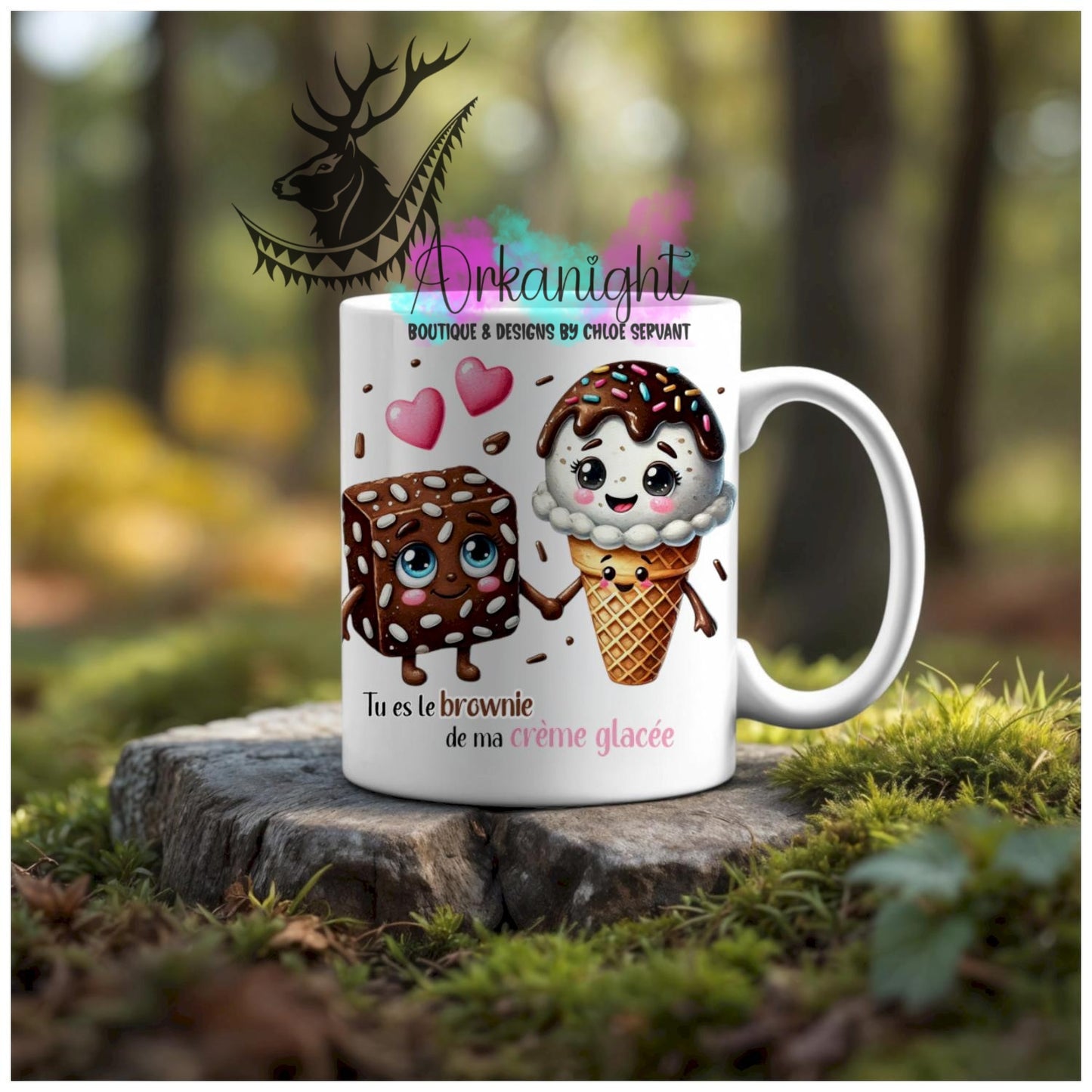 Numérique - Tasse en céramique - Collection Couples d'aliments comiques - Brownie de ma crème glacée