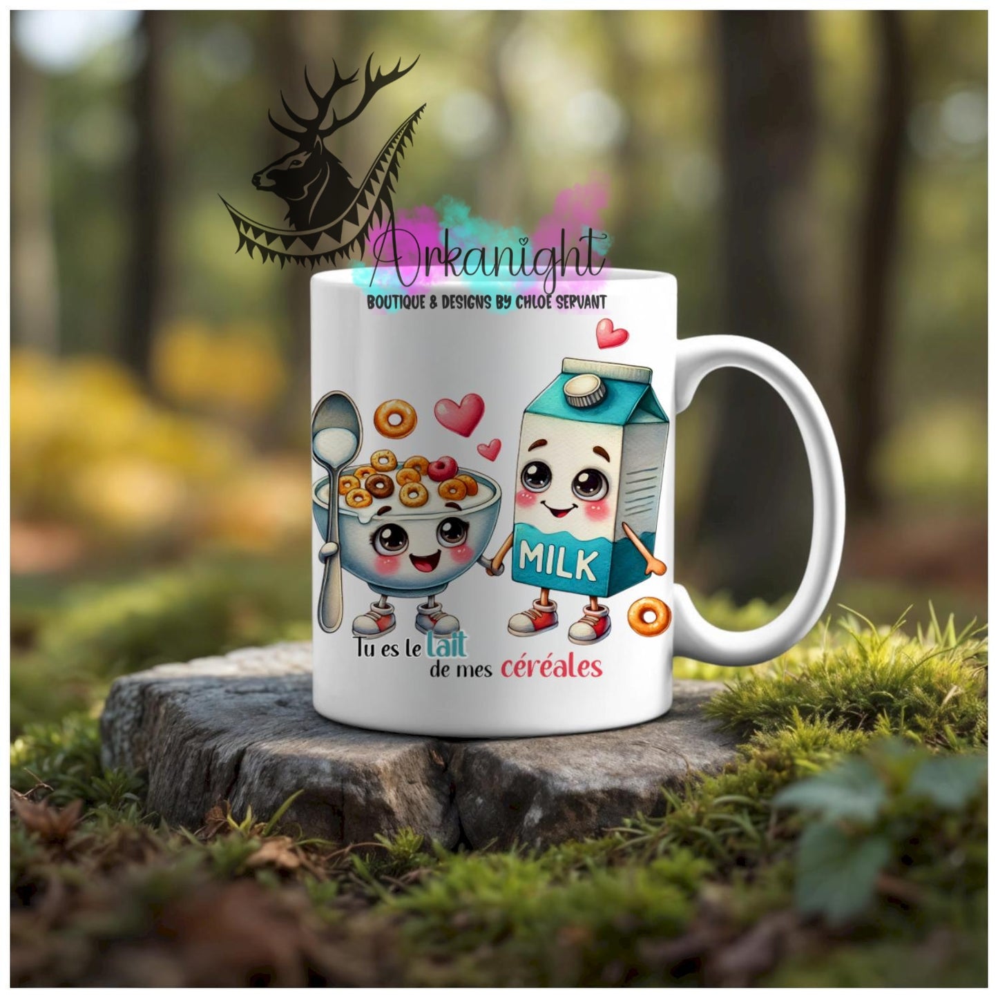 Numérique - Tasse en céramique - Collection Couples d'aliments comiques - Lait de mes céréales