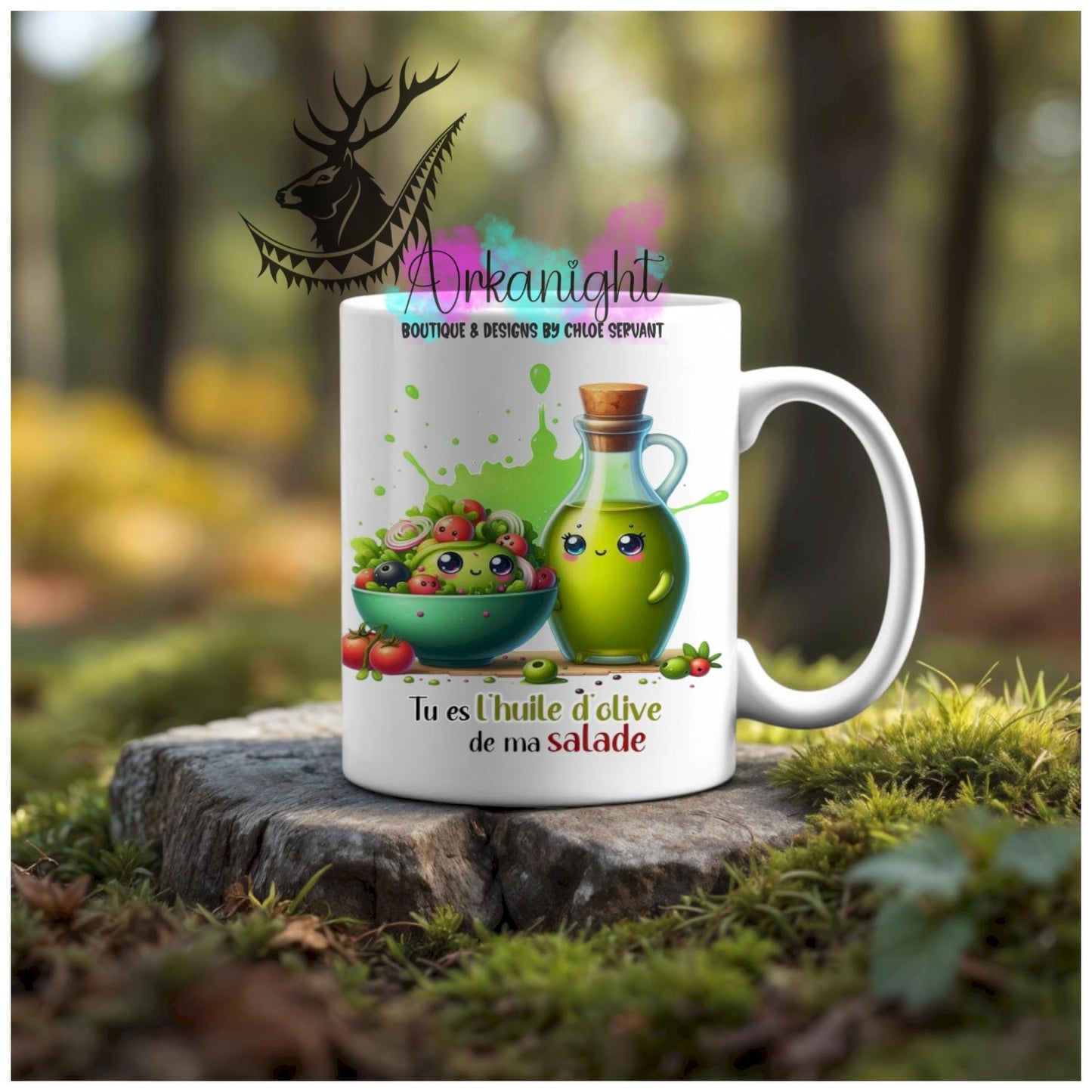 Numérique - Tasse en céramique - Collection Couples d'aliments comiques - Huile D'olive de ma salade