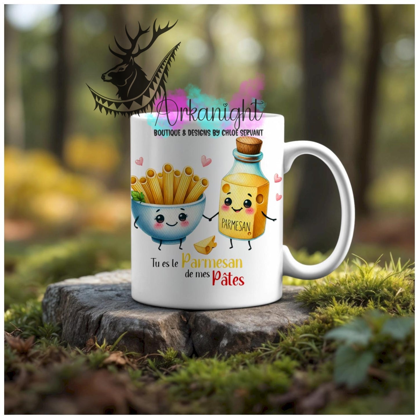 Numérique - Tasse en céramique - Collection Couples d'aliments comiques - Parmesan de mes pâtes
