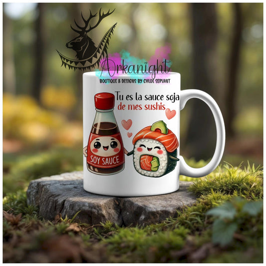 Numérique - Tasse en céramique - Collection Couples d'aliments comiques - Soja de mes sushis