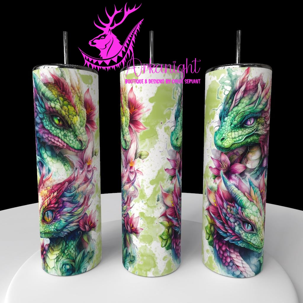 Gourde sur commande - Collection Fantaisie 2026 - Dragon - Vert & Bourgogne