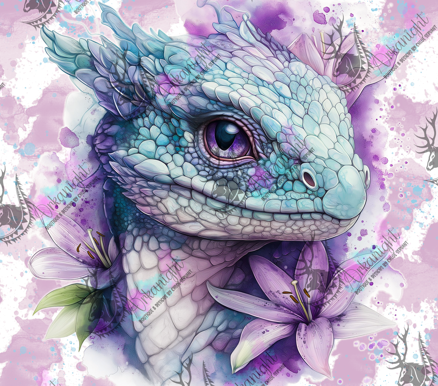Numérique - Collection Fantaisie 2026 - Dragon - Bleu Ciel & Mauve Lilas