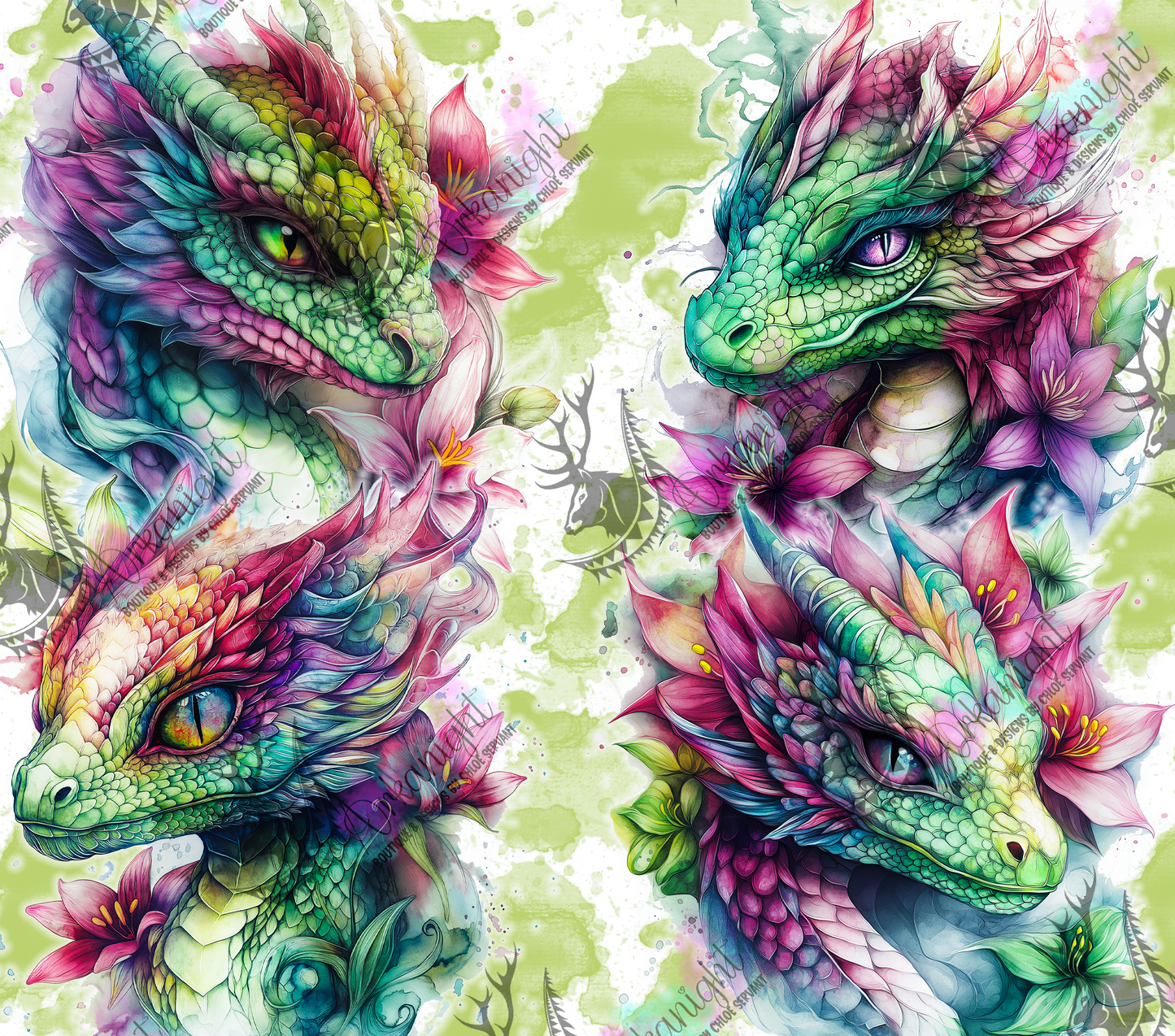Numérique - Collection Fantaisie 2026 - Dragon - Vert & Bourgogne