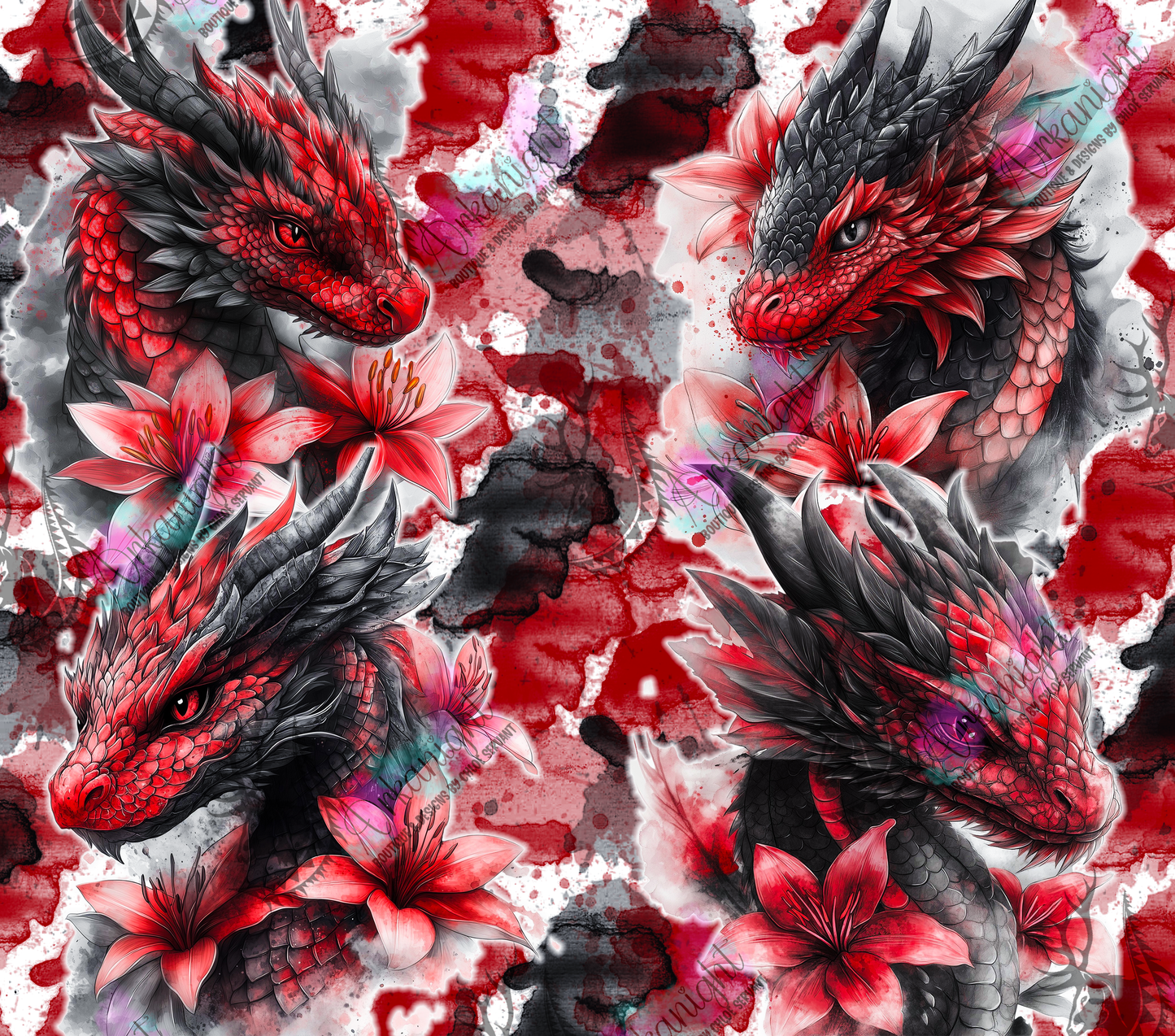 Numérique - Collection Fantaisie 2026 - Dragon - Rouge Vif & Noir Jais