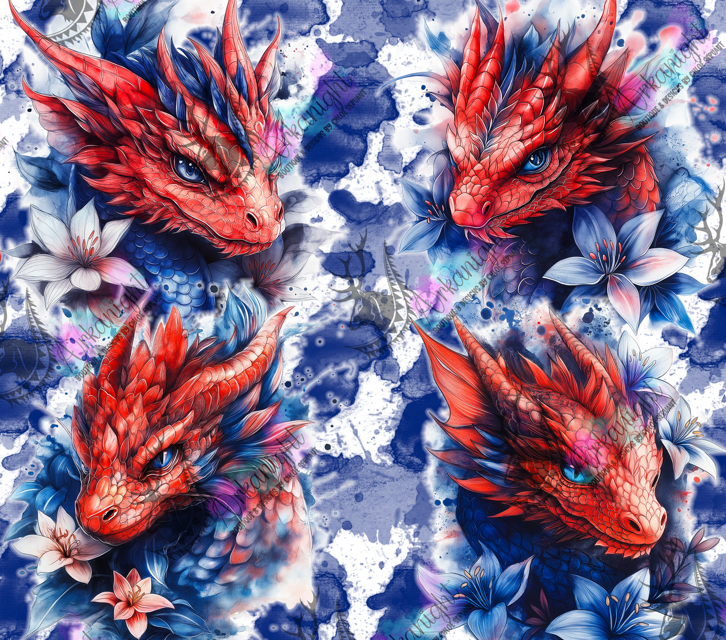 Numérique - Collection Fantaisie 2026 - Dragon - Rouge Vif & Bleu Marin
