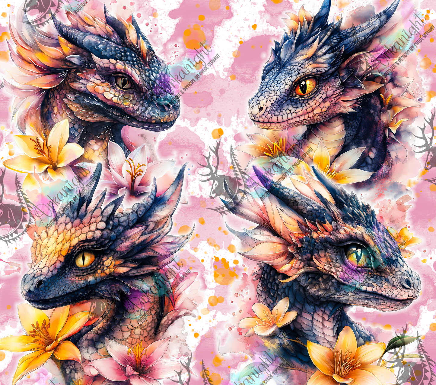 Numérique - Collection Fantaisie 2026 - Dragon - Noir , Rose & Or