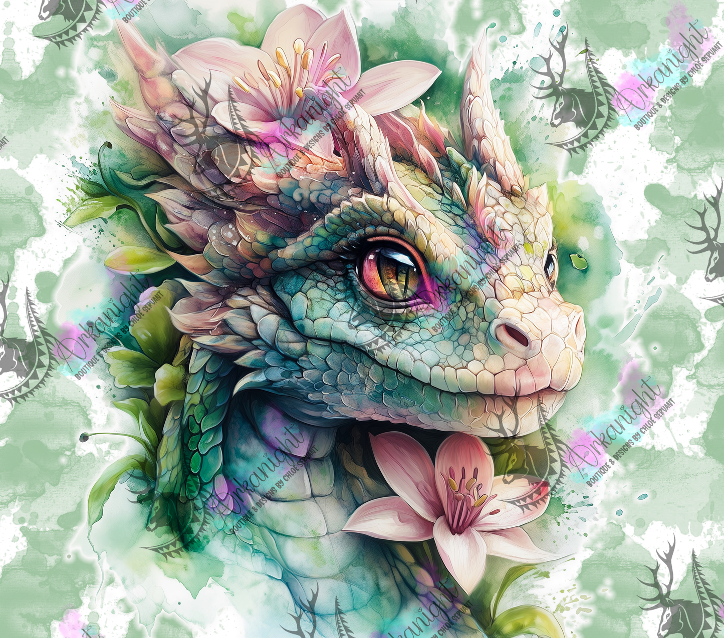 Numérique - Collection Fantaisie 2026 - Dragon - Vert Menthe & Pêche