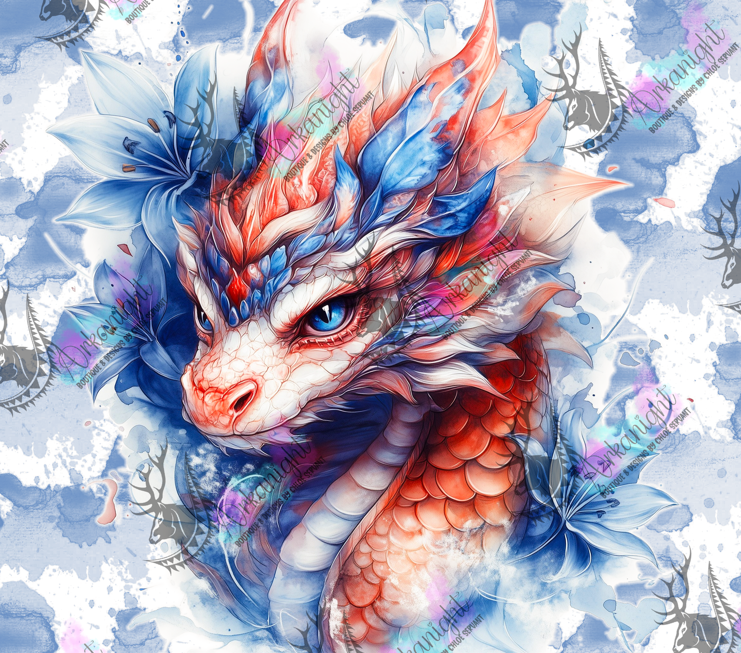 Numérique - Collection Fantaisie 2026 - Dragon - Rouge , Blanc & Bleu