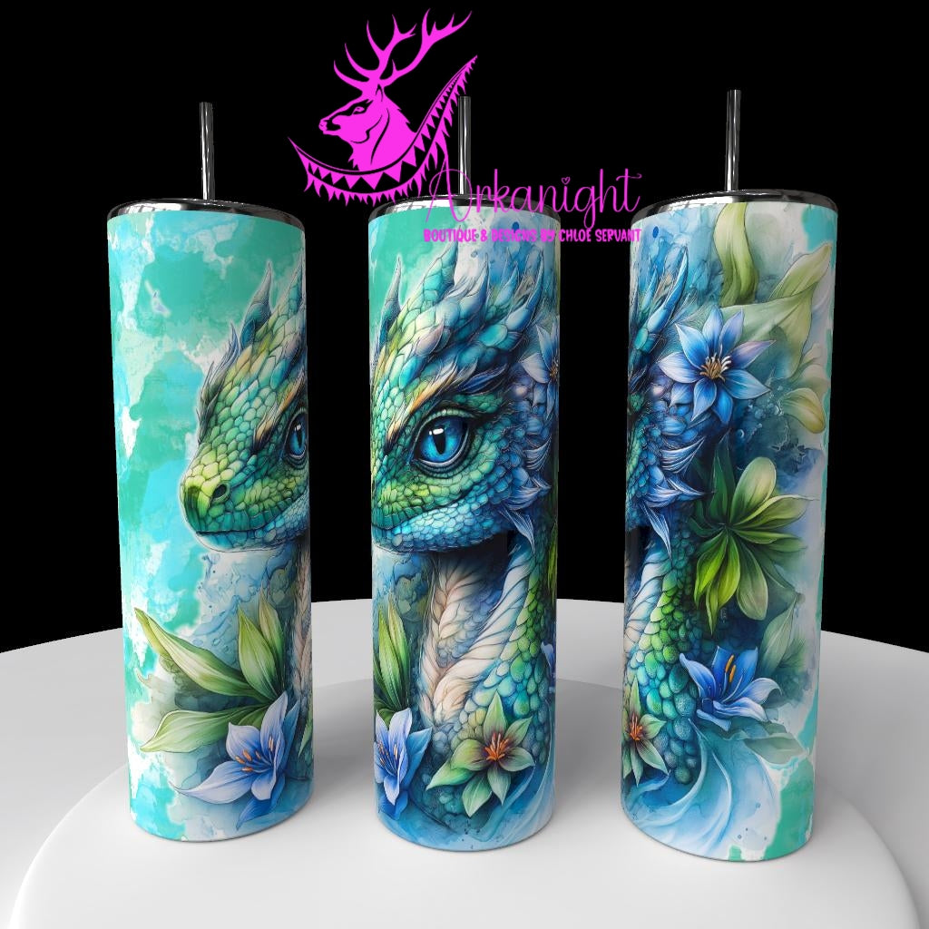 Gourde sur commande - Collection Fantaisie 2026 - Dragon - Vert & Bleu individuelle