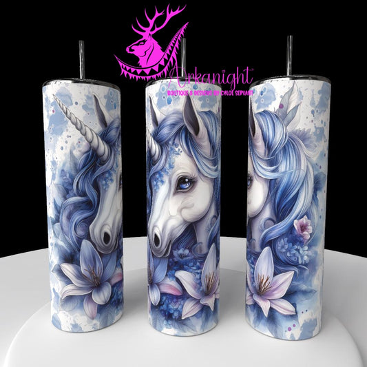 Gourde sur commande - Collection Fantaisie 2026 - Licorne - Blanche & Bleu