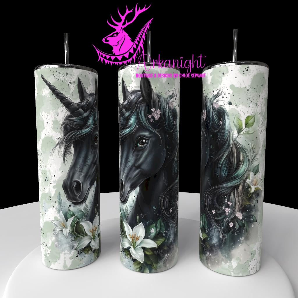 Gourde sur commande - Collection Fantaisie 2026 - Licorne - Noir & Verte