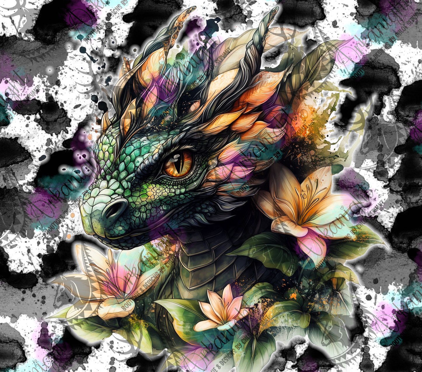 Numérique - Collection Fantaisie 2026 - Dragon - Noir , Vert Forêt & Or