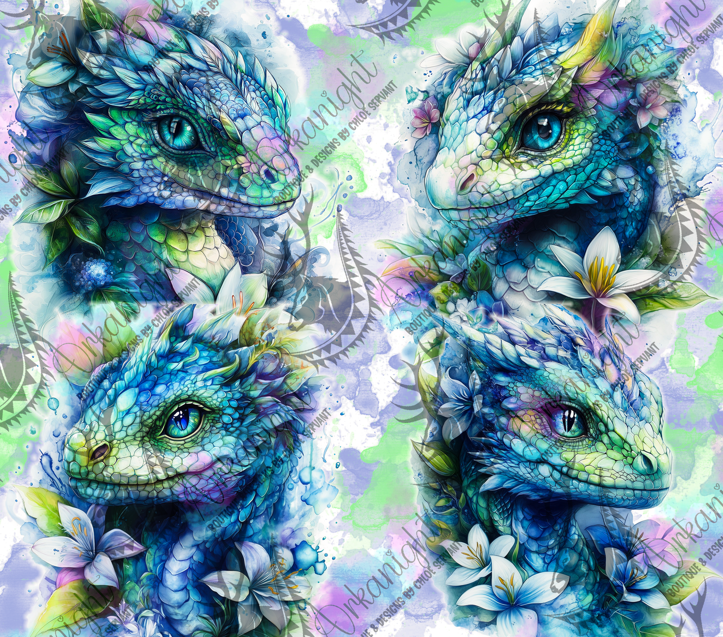 Numérique - Collection Fantaisie 2026 - Dragon - Bleu & Vert Multi
