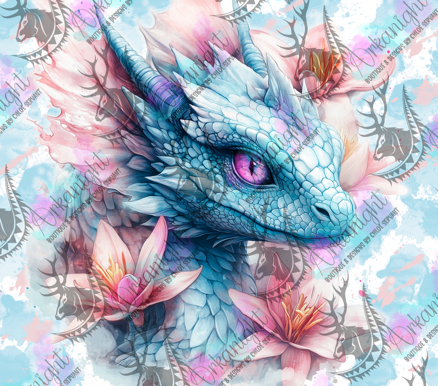 Numérique - Collection Fantaisie 2026 - Dragon - Bleu Ciel et Rose Pastel