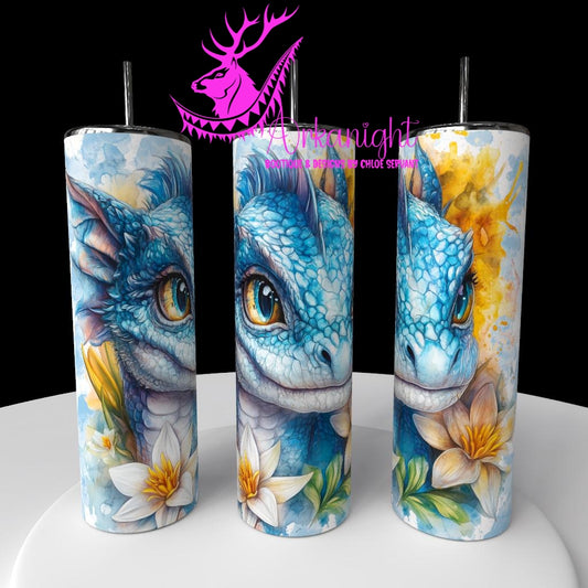 Gourde sur commande - Collection Fantaisie 2026 - Dragon - Blanc , Turquoise & Jaune