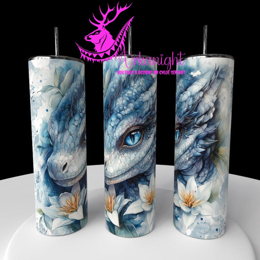 Gourde sur commande - Collection Fantaisie 2026 - Dragon - Gris & Bleu