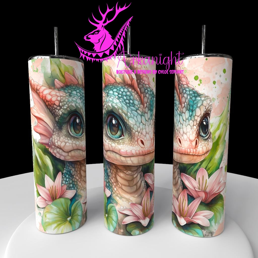 Gourde sur commande - Collection Fantaisie 2026 - Dragon - Vert Menthe & Pêche-03