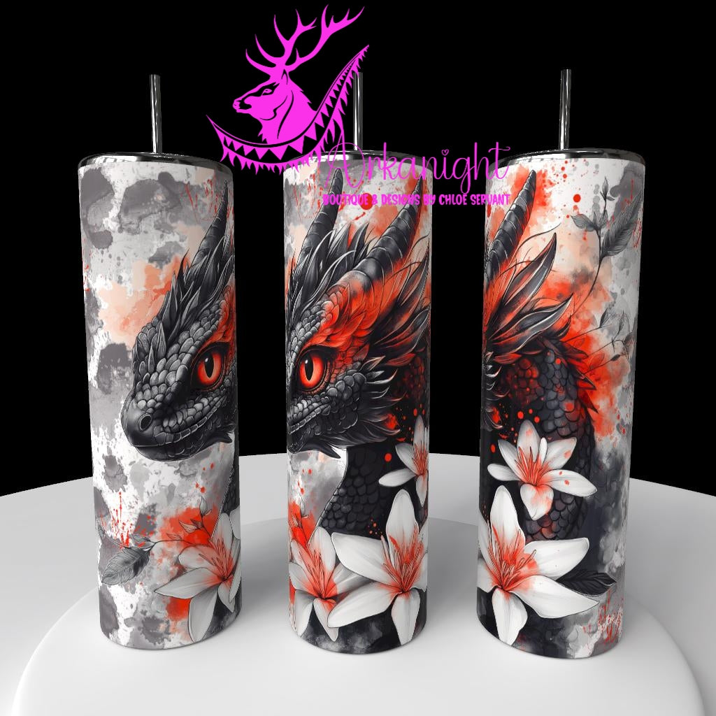 Gourde sur commande - Collection Fantaisie 2026 - Dragon - Noir Jais & Rouge Vif Individuelle