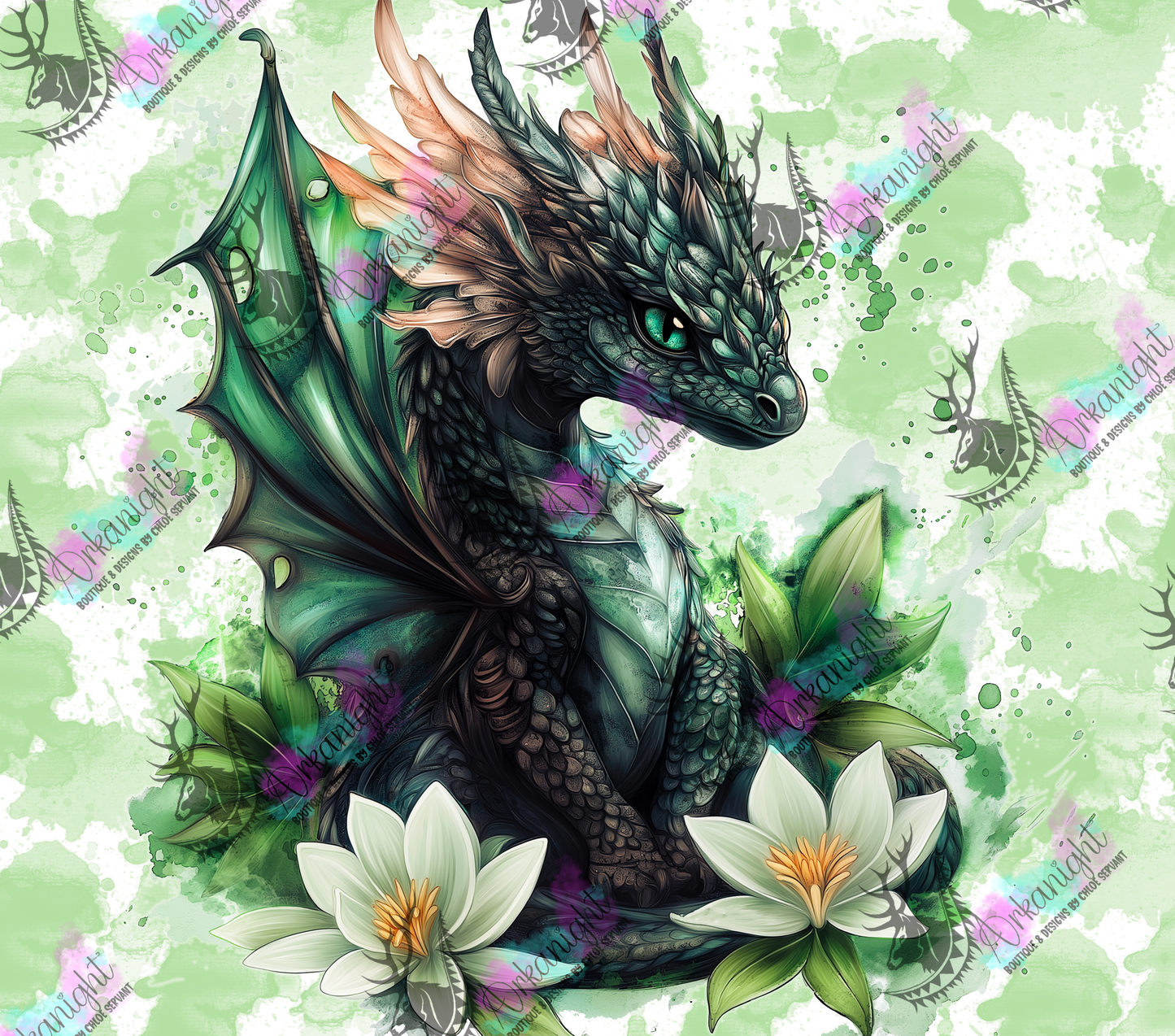 Numérique - Collection Fantaisie 2026 - Dragon - Noir , Vert Forêt & Beige