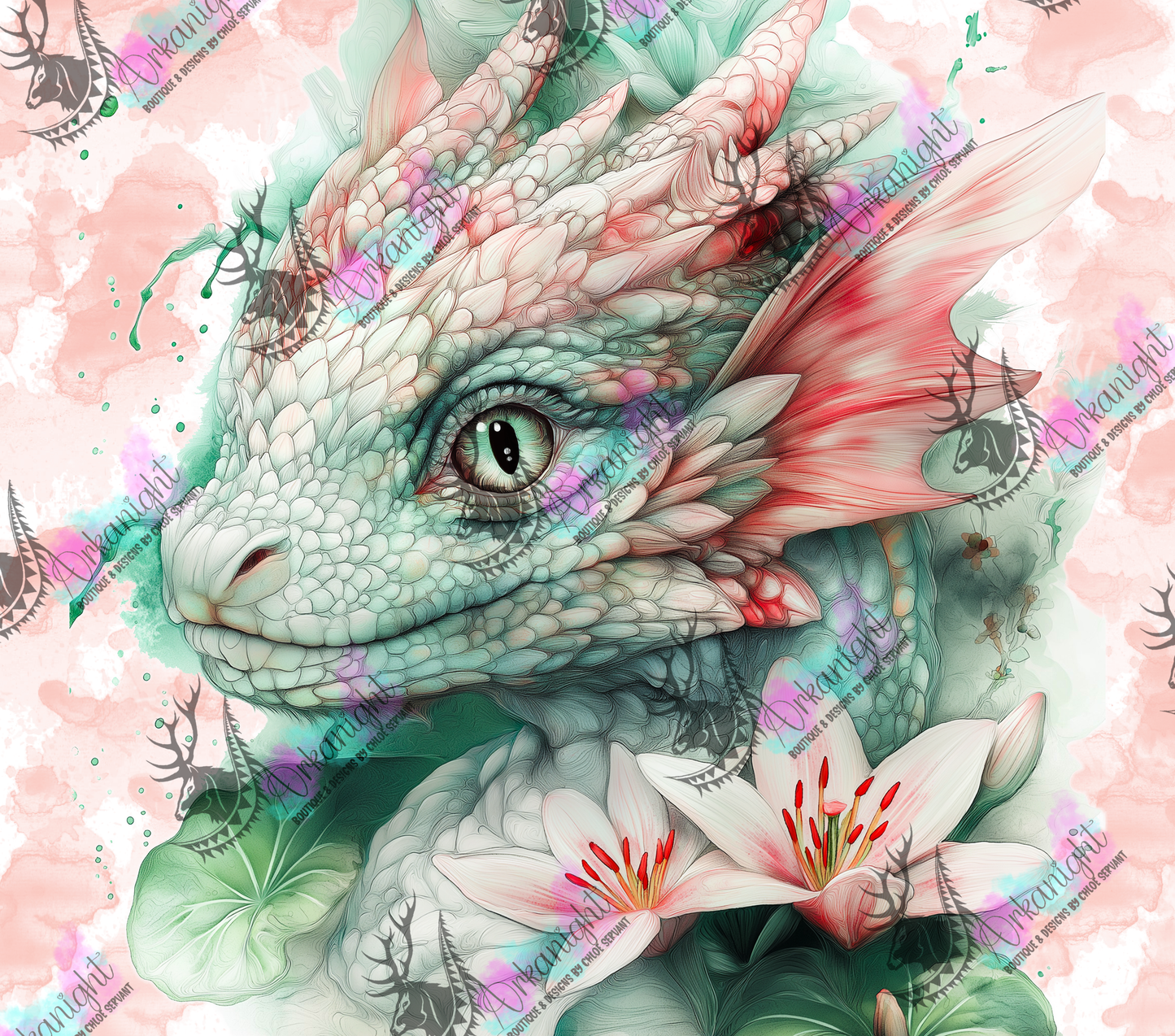 Numérique - Collection Fantaisie 2026 - Dragon - Vert Menthe & Rose Pastel