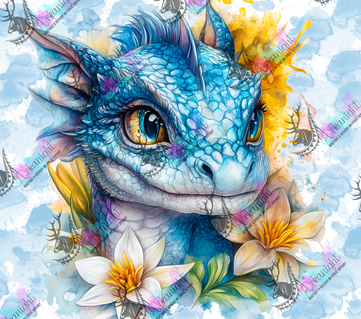 Numérique - Collection Fantaisie 2026 - Dragon - Turquoise,  Blanc & Jaune