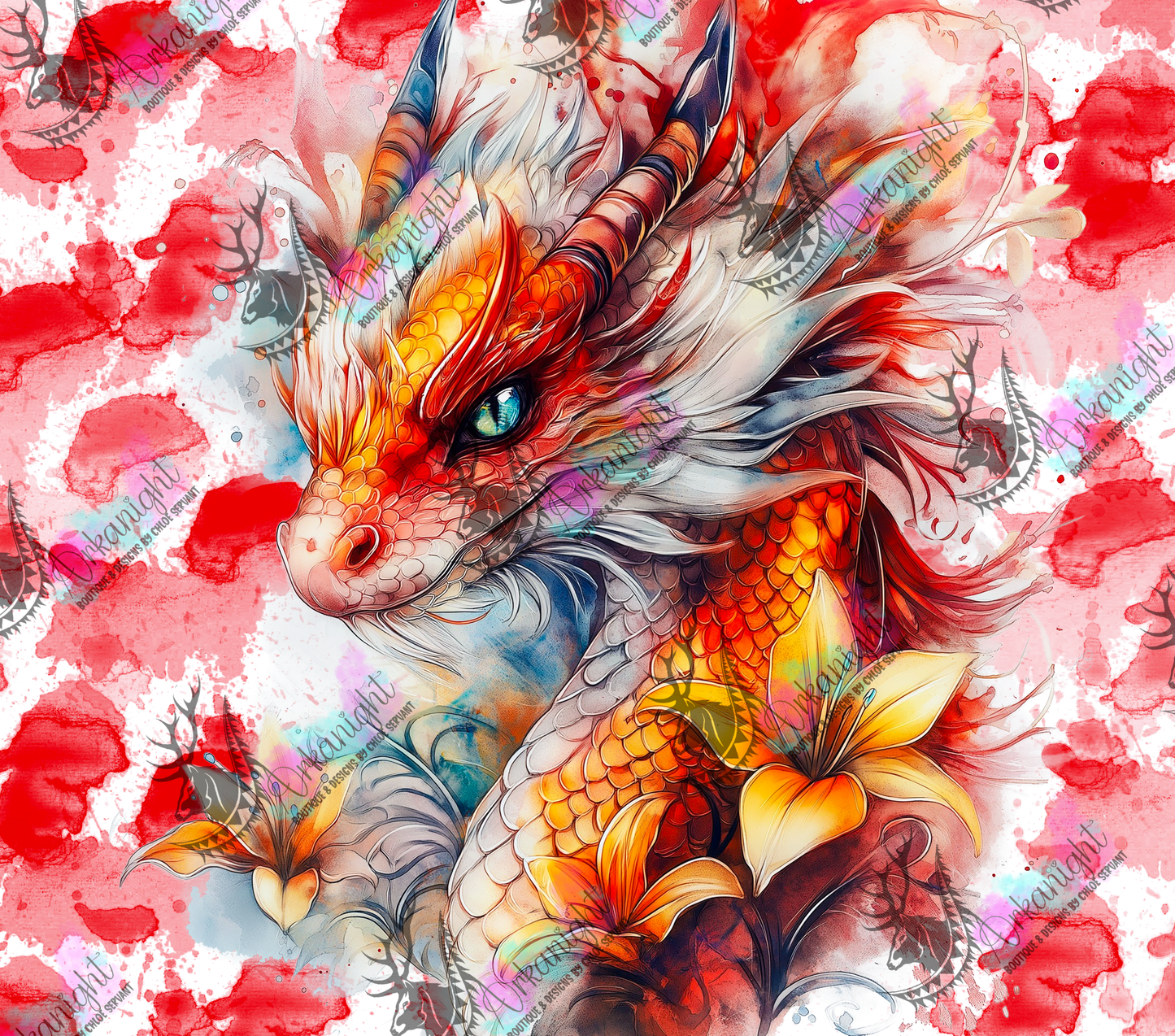 Numérique - Collection Fantaisie 2026 - Dragon - Blanc , Rouge Vif & Orange