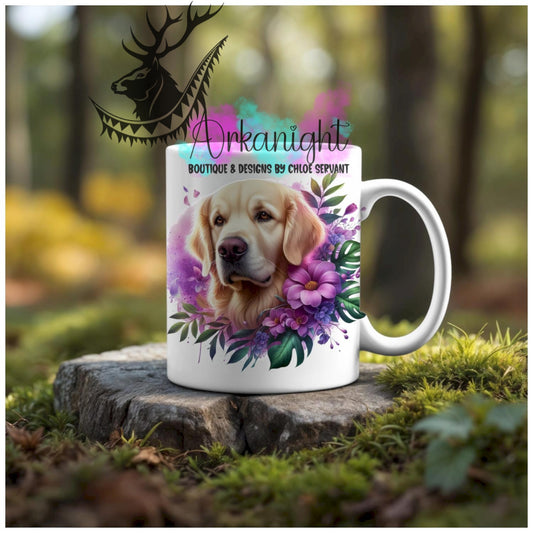 Numérique - Tasse en céramique - Collection Monstera & Animaux - Chien Golden Retriever