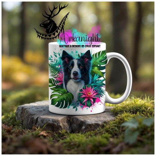 Numérique - Tasse en céramique - Collection Monstera & Animaux - Chien Border Collie