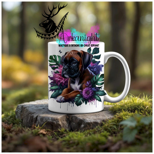 Numérique - Tasse en céramique - Collection Monstera & Animaux - Chiot Boxer