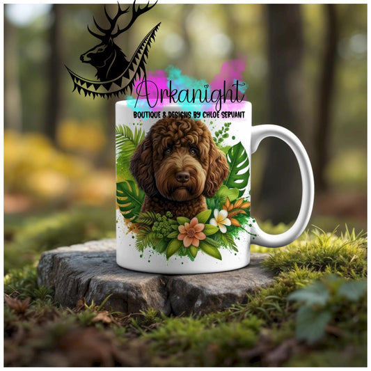 Numérique - Tasse en céramique - Collection Monstera & Animaux - Chien Doodle Brun
