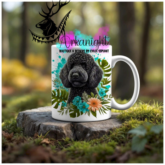 Numérique - Tasse en céramique - Collection Monstera & Animaux - Chien Doodle Noir