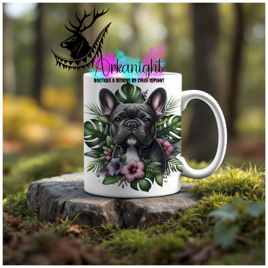 Numérique - Tasse en céramique - Collection Monstera & Animaux - Chien French Bulldog Gris