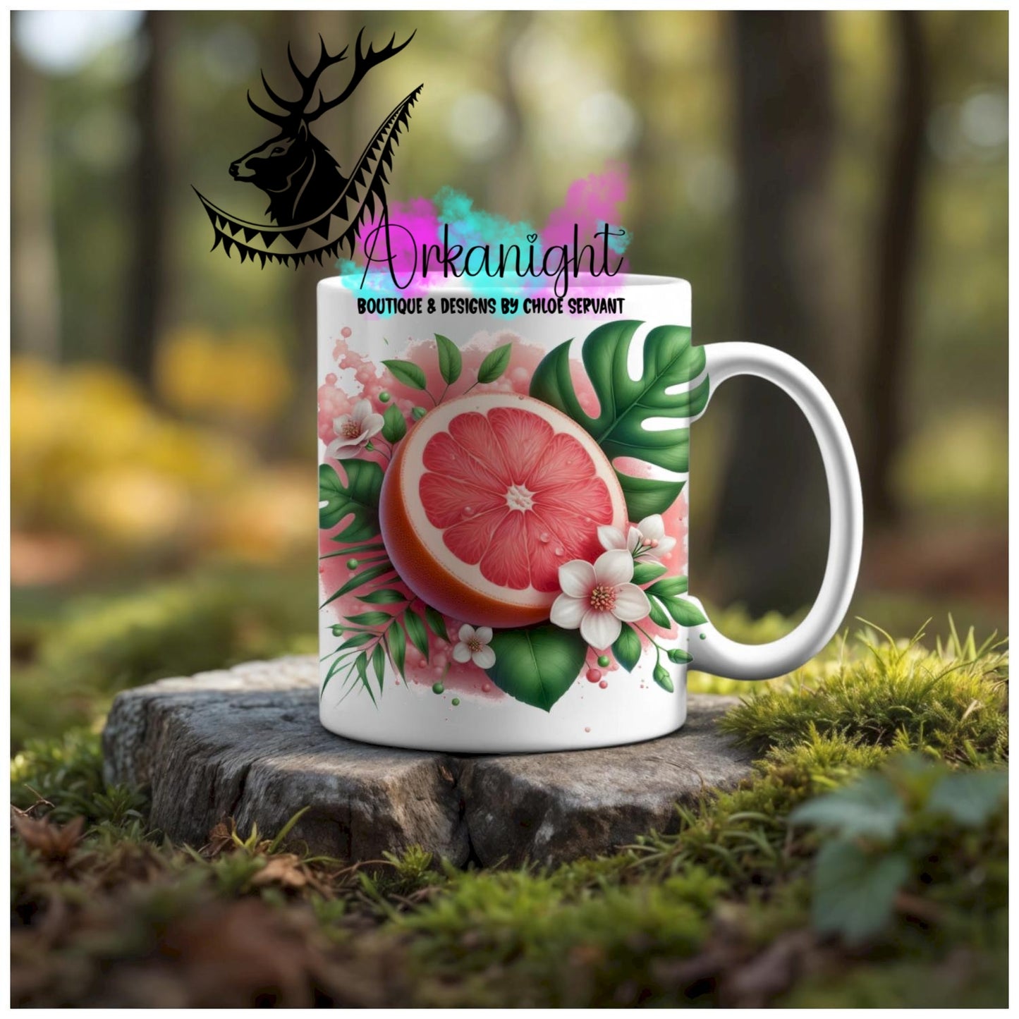 Numérique - Tasse en céramique - Collection Monstera & Fruit - Pamplemousse